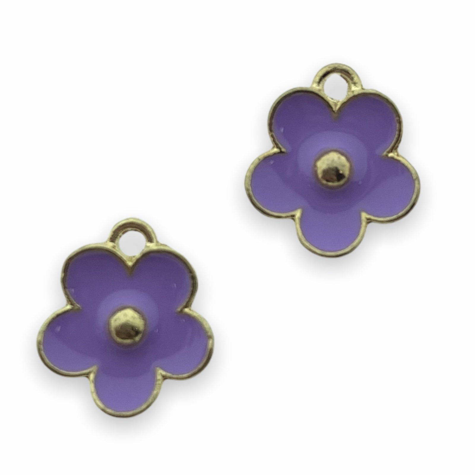Bedel emaille bloem paars-goud 13x12mm-Kraaltjes van Renate