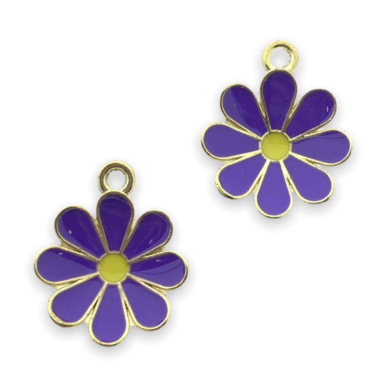 Bedel emaille bloem paars-goud 19x16mm-Kraaltjes van Renate