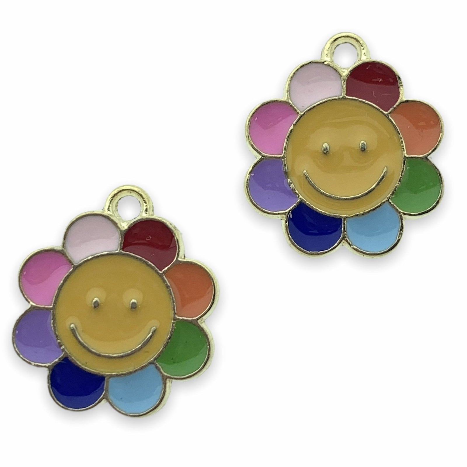 Bedel emaille bloem regenboog-goud 19x16mm-Kraaltjes van Renate