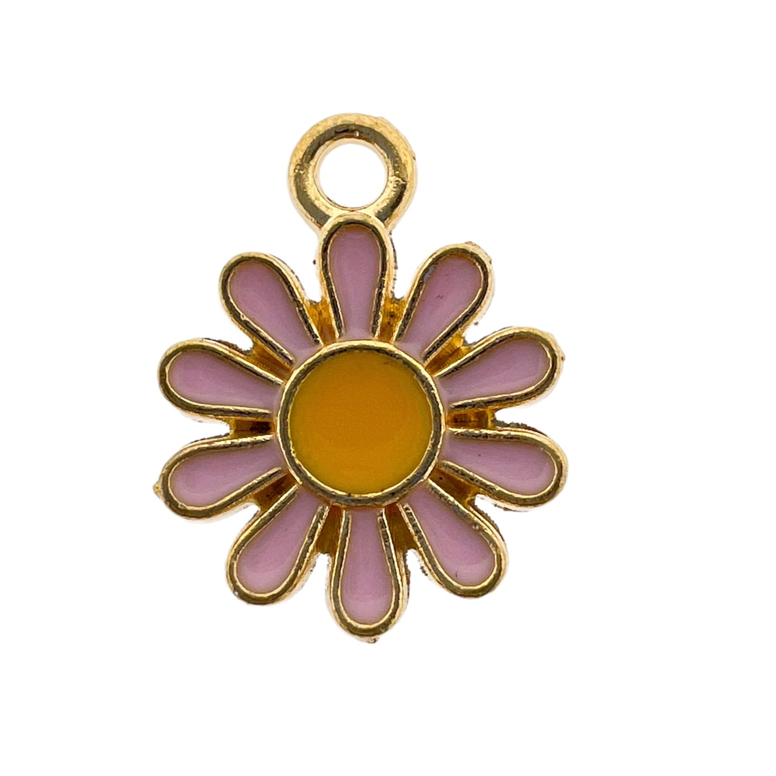 Bedel emaille bloem roze goud 14x12x2mm-bedels-Kraaltjes van Renate