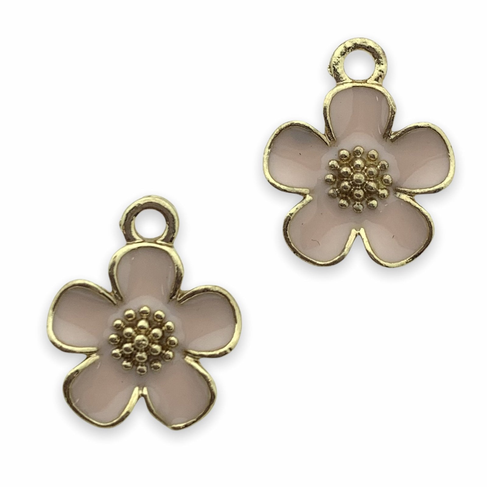 Bedel emaille bloem roze-goud 16x13mm-Kraaltjes van Renate