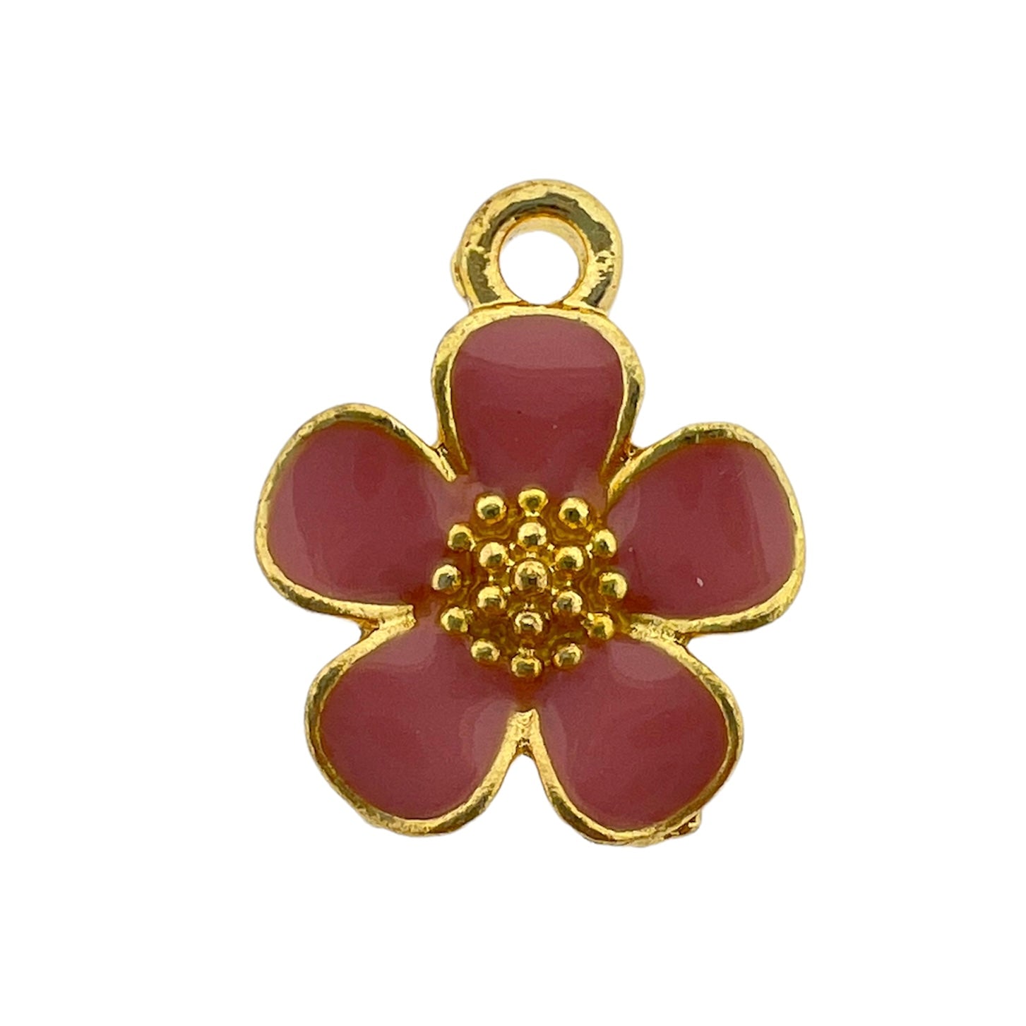Bedel emaille bloem roze goud 16x13x3mm-bedels-Kraaltjes van Renate