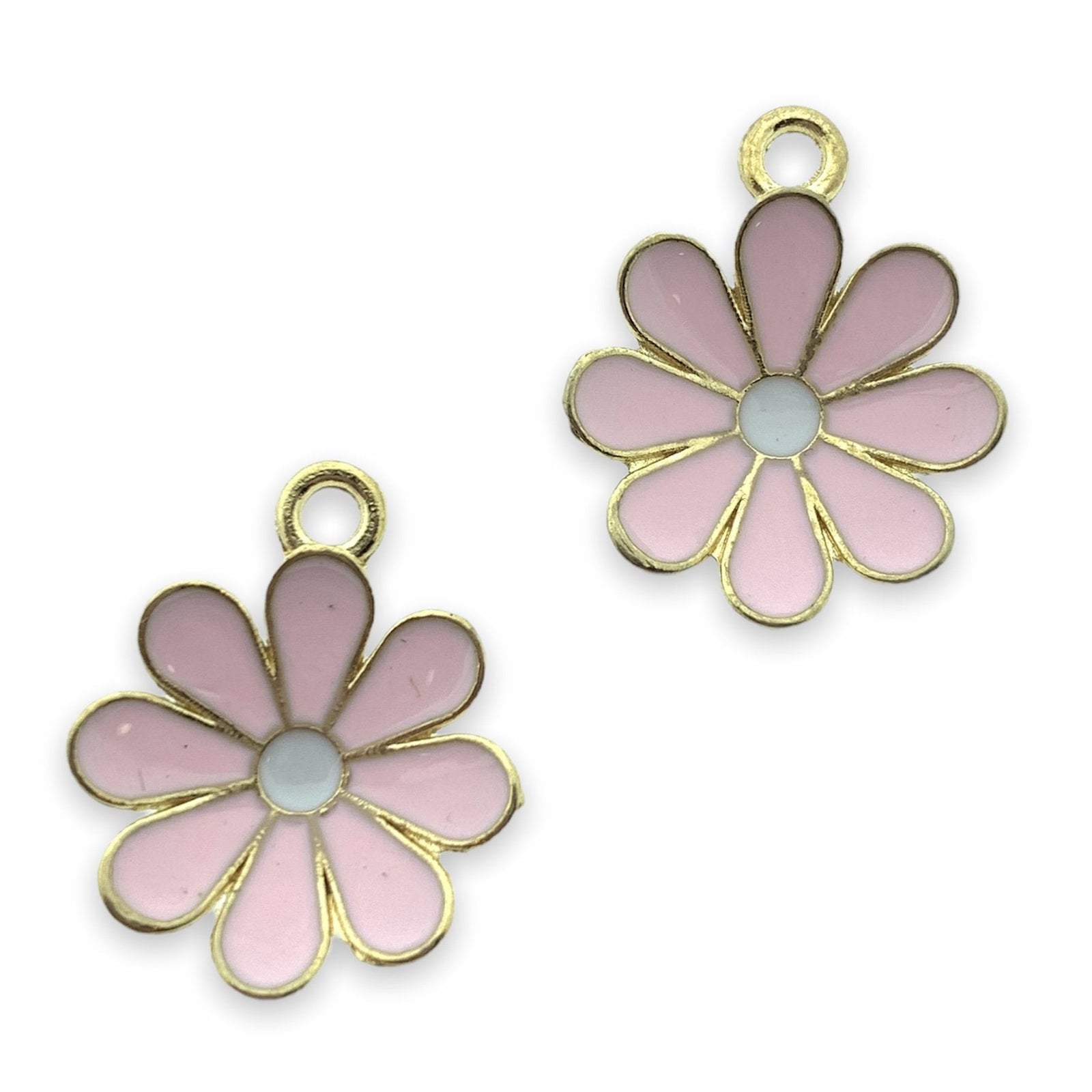 Bedel emaille bloem roze-goud 19x16mm-Kraaltjes van Renate