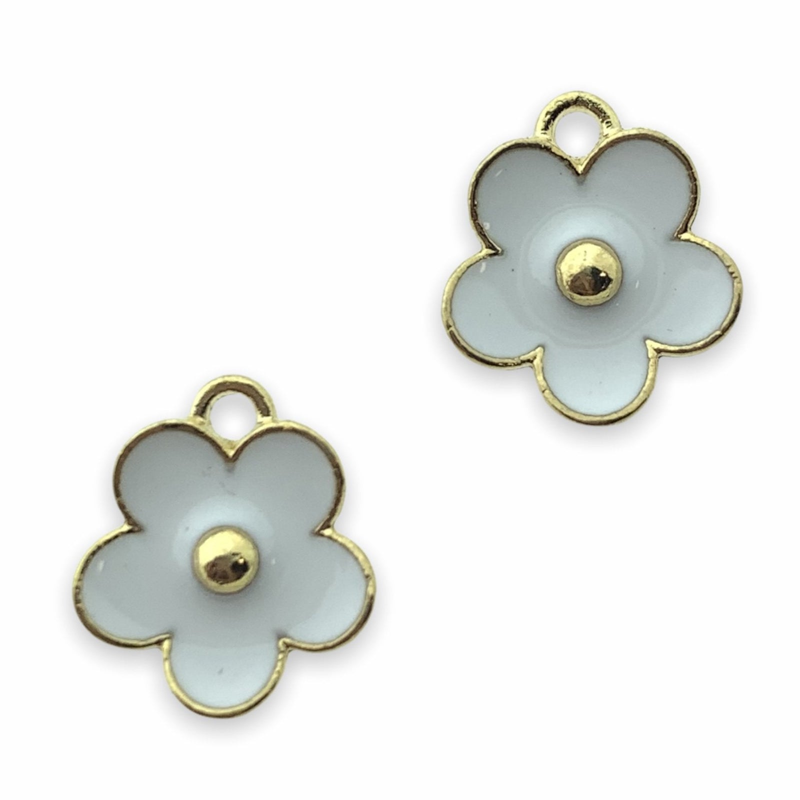 Bedel emaille bloem wit-goud 13x12mm-Kraaltjes van Renate