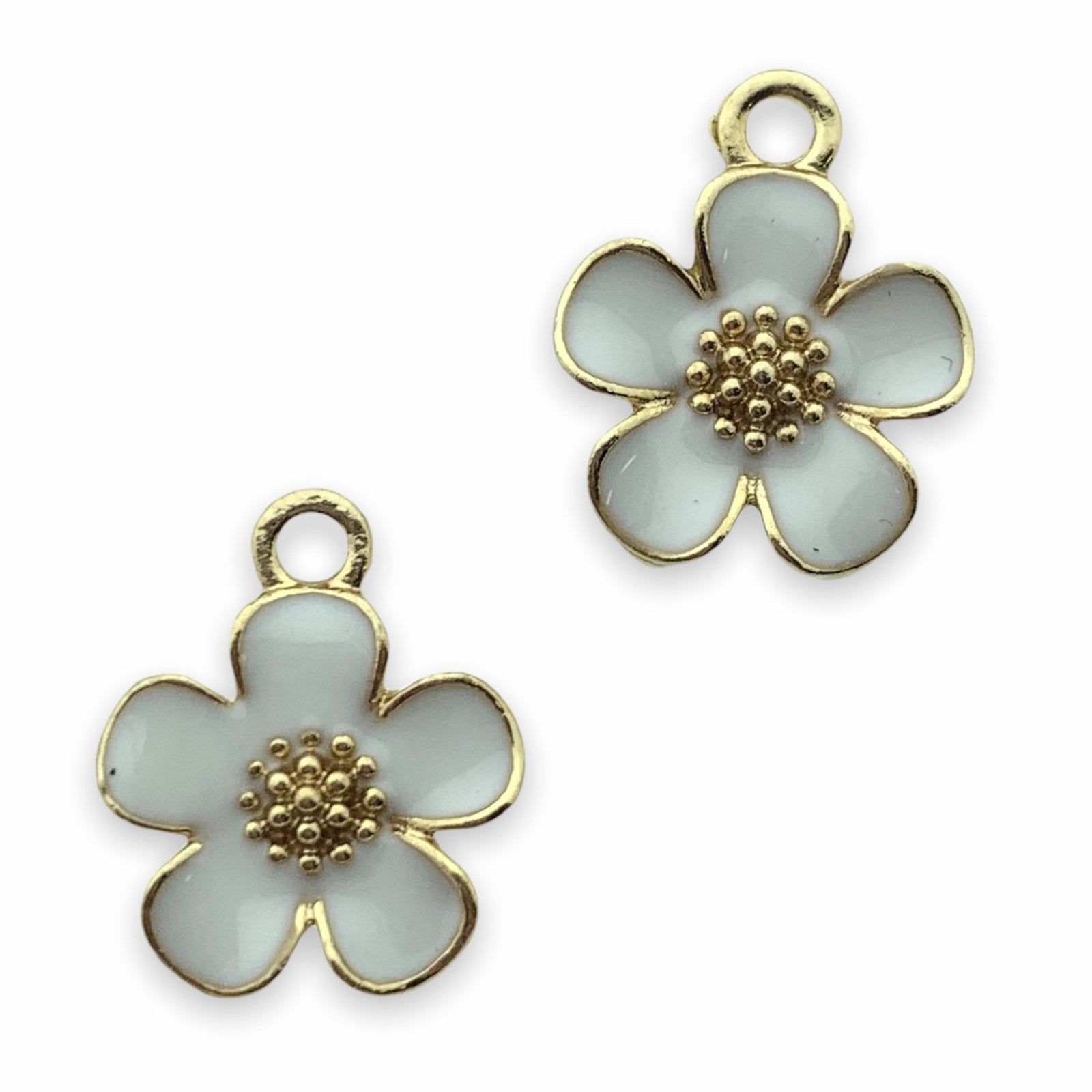 Bedel emaille bloem wit-goud 16x13mm-Kraaltjes van Renate