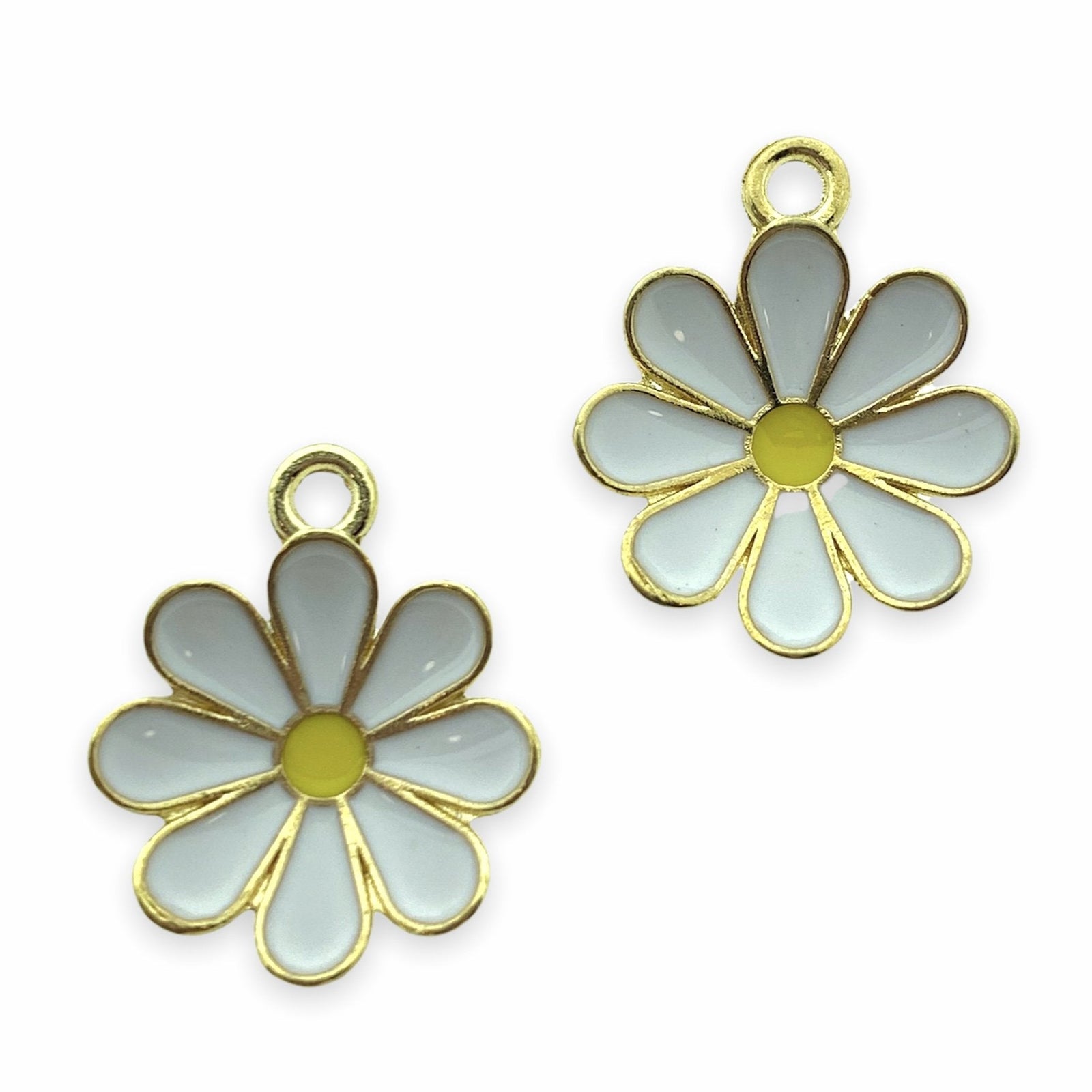 Bedel emaille bloem wit-goud 19x16mm-Kraaltjes van Renate