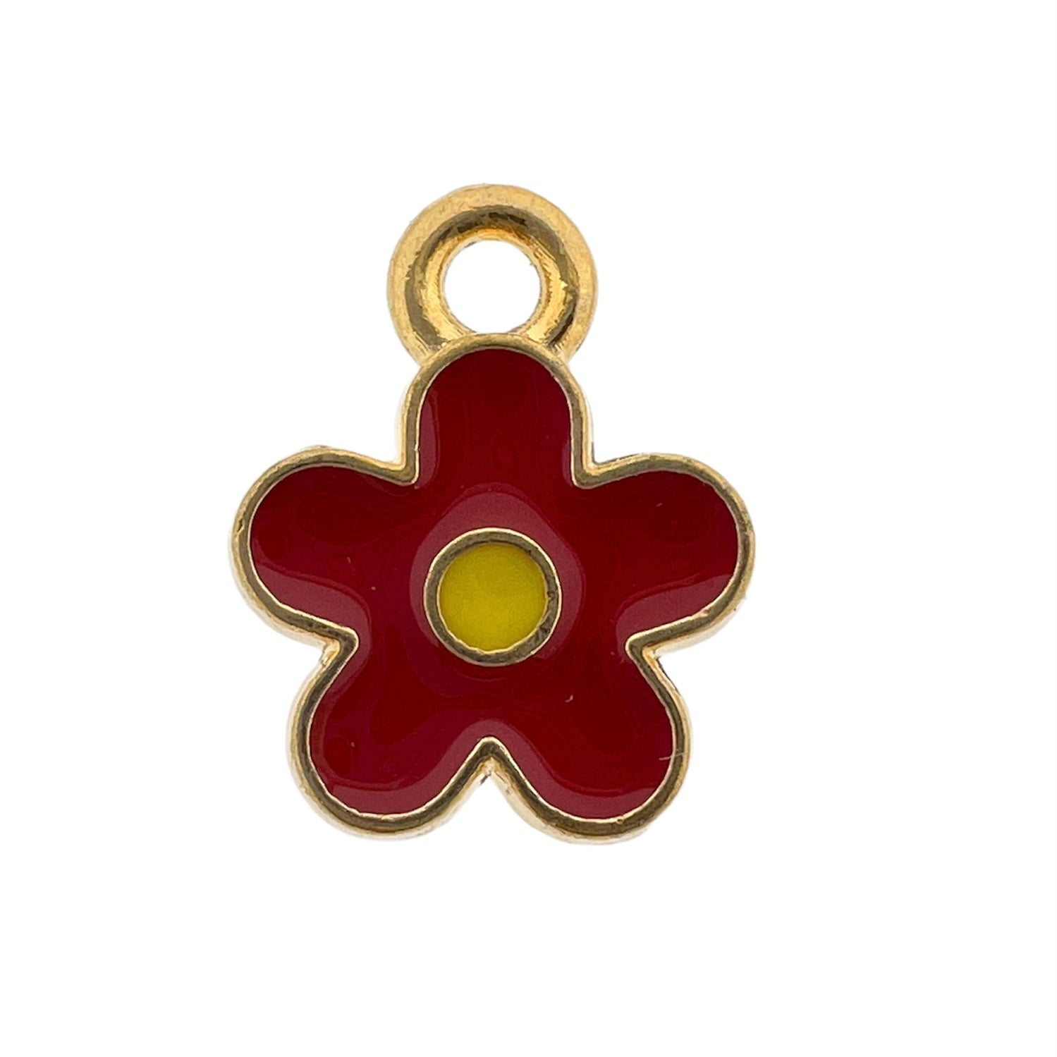 Bedel emaille bloemen rood goud 14.5x16x4mm-bedels-Kraaltjes van Renate