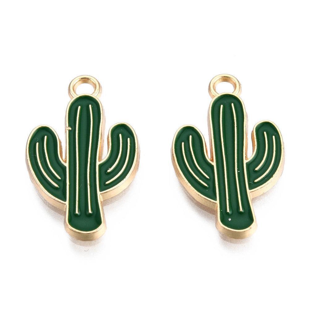 Bedel emaille cactus goud 21mm - per stuk-bedels-Kraaltjes van Renate