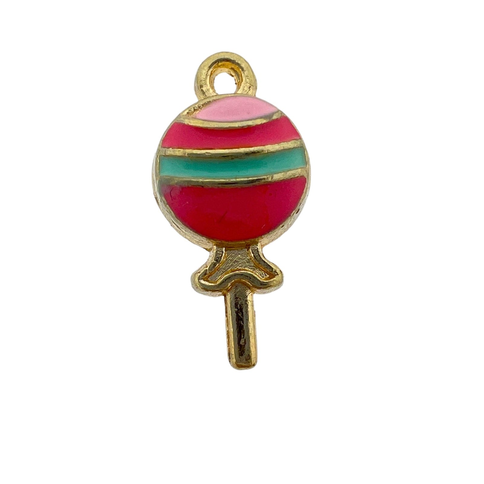 Bedel emaille candy roze/groen goud 18.5x10x2mm-bedels-Kraaltjes van Renate