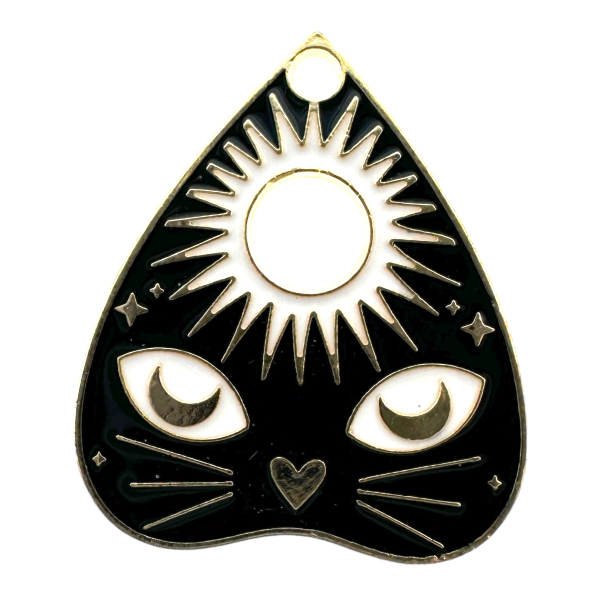 Bedel emaille cat & sun zwart goud 26x22mm-bedels-Kraaltjes van Renate