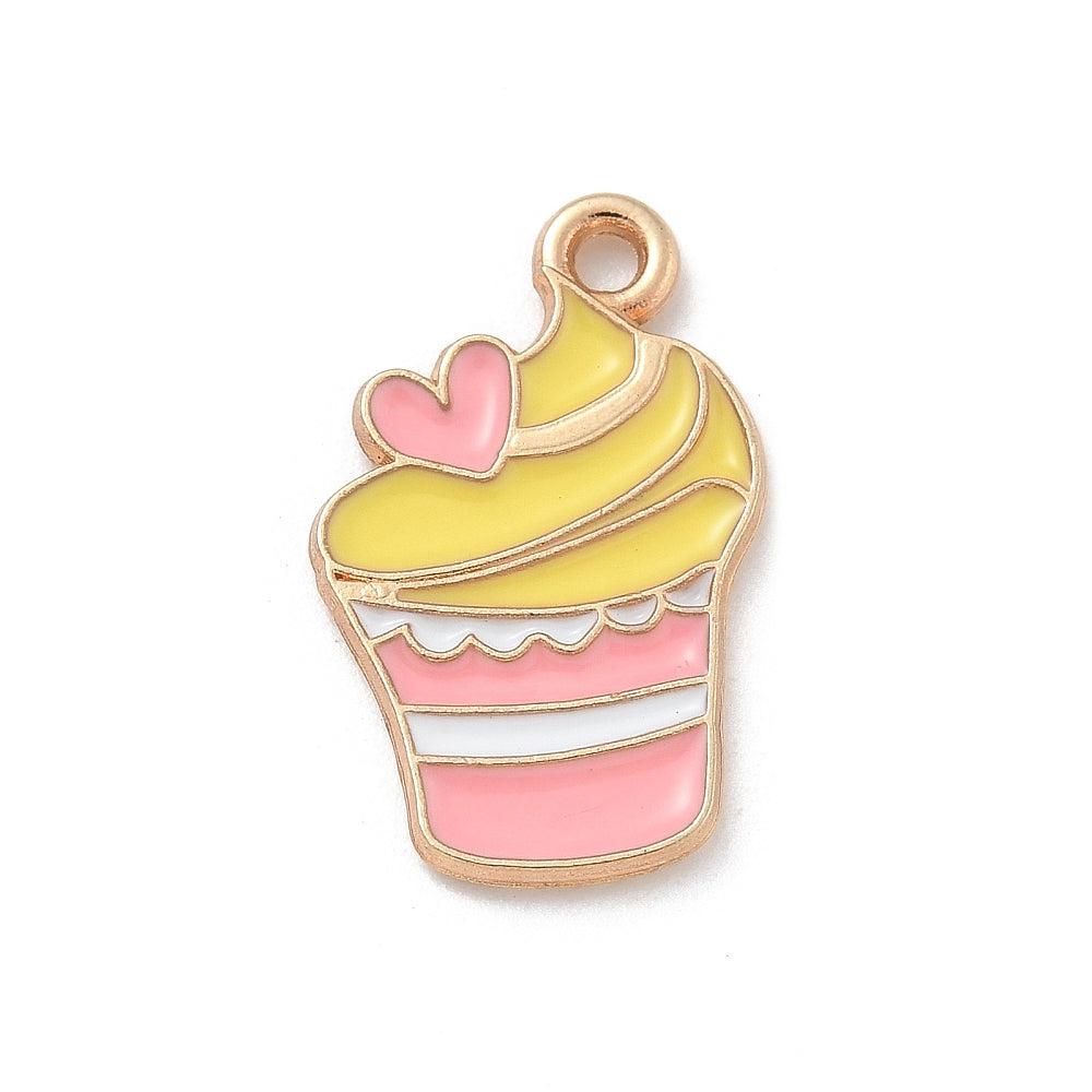Bedel emaille cupcake goud 19x12mm - per stuk-bedels-Kraaltjes van Renate