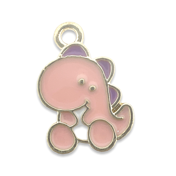 Bedel emaille dino roze goud 17mm-bedels-Kraaltjes van Renate