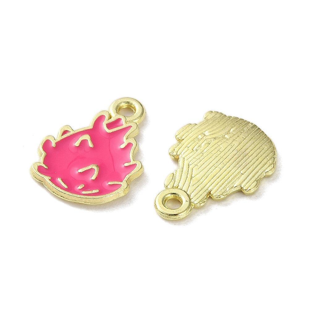 Bedel emaille drakenfruit goud 16mm- per stuk-bedels-Kraaltjes van Renate