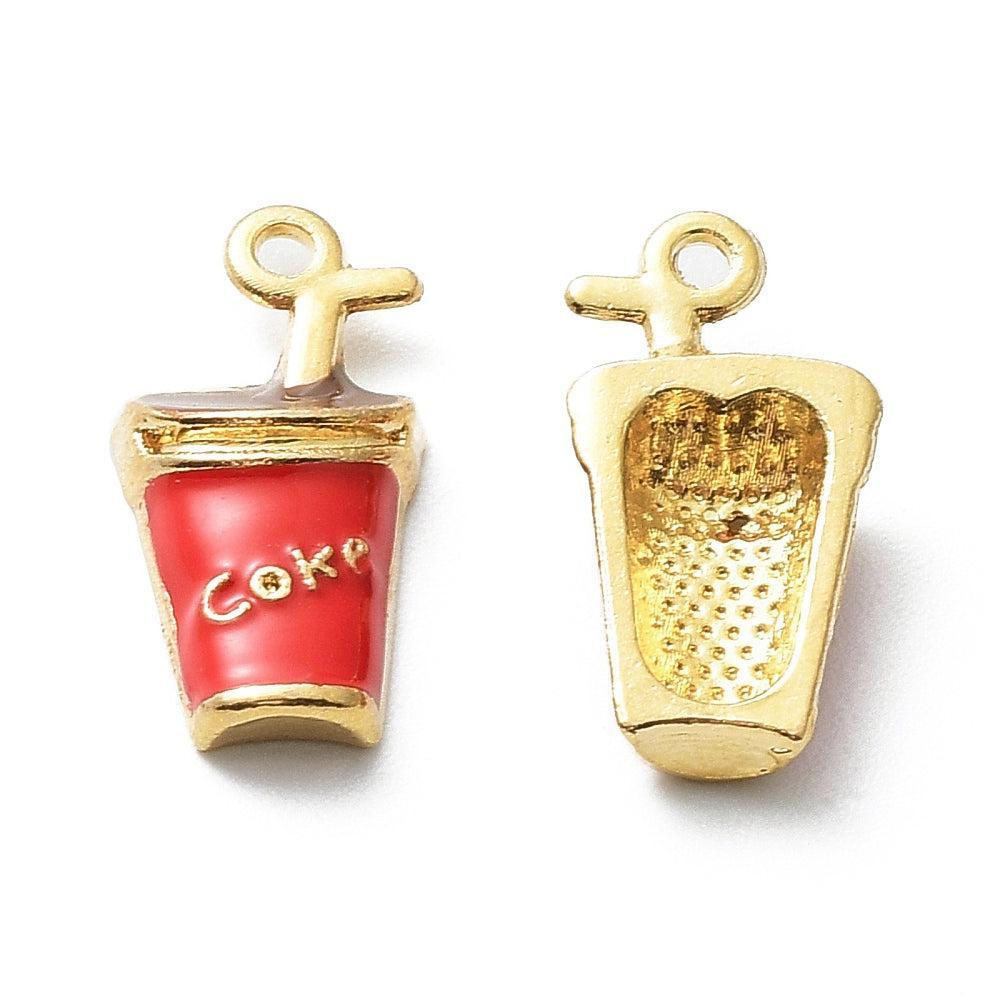 Bedel emaille drink rood goud 18x9x4mm-bedels-Kraaltjes van Renate