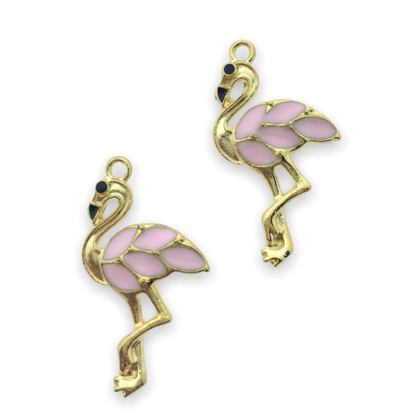 Bedel emaille flamingo roze goud 30x16mm-bedels-Kraaltjes van Renate