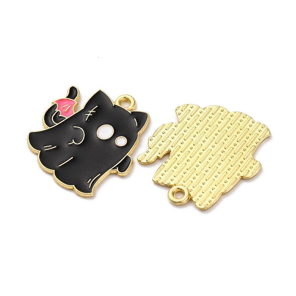 Bedel emaille geest zwart goudkleurig 21,5mm - per stuk-bedels-Kraaltjes van Renate