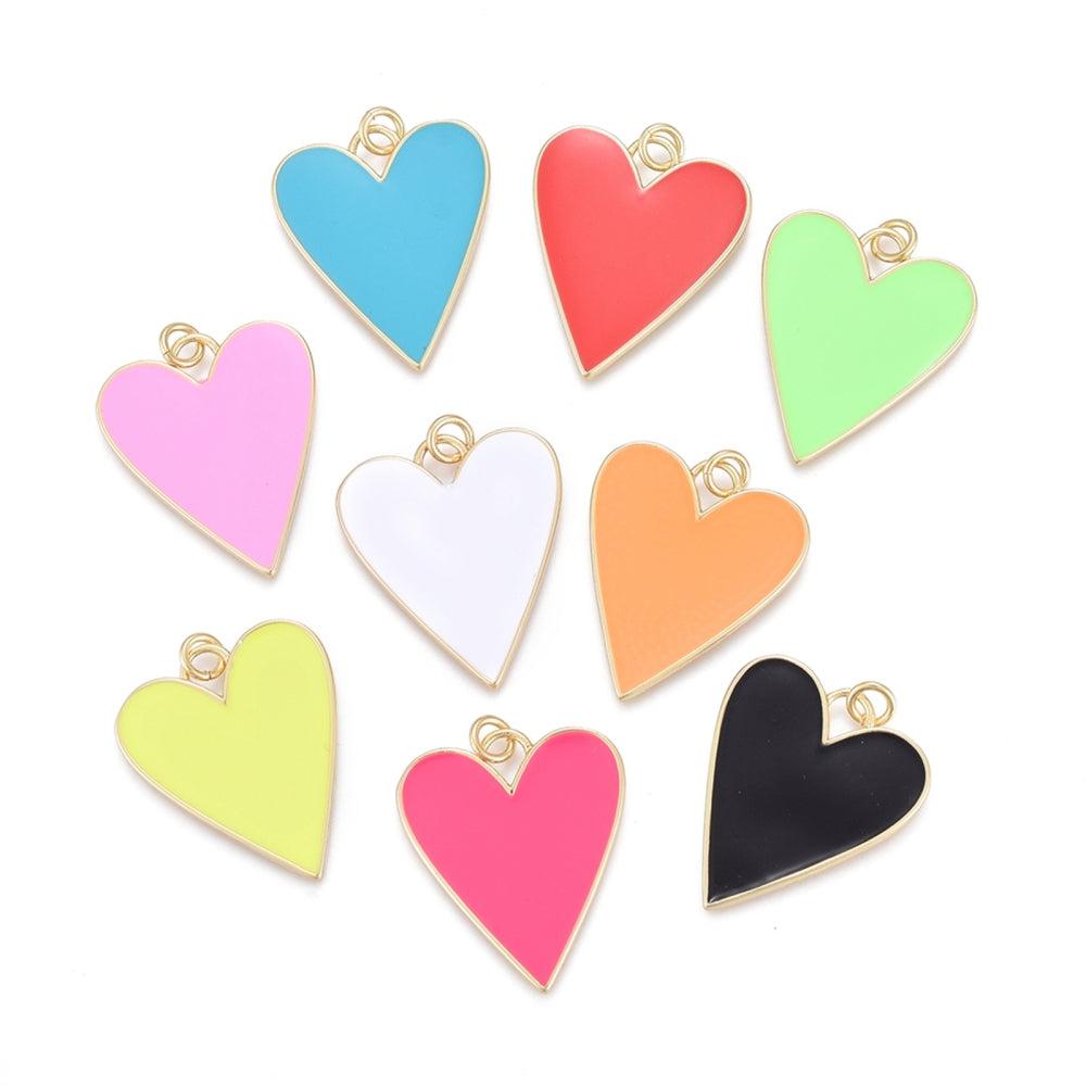 Bedel emaille gekleurd hart 18K gold plated 27x22mm - per stuk-bedels-Kraaltjes van Renate