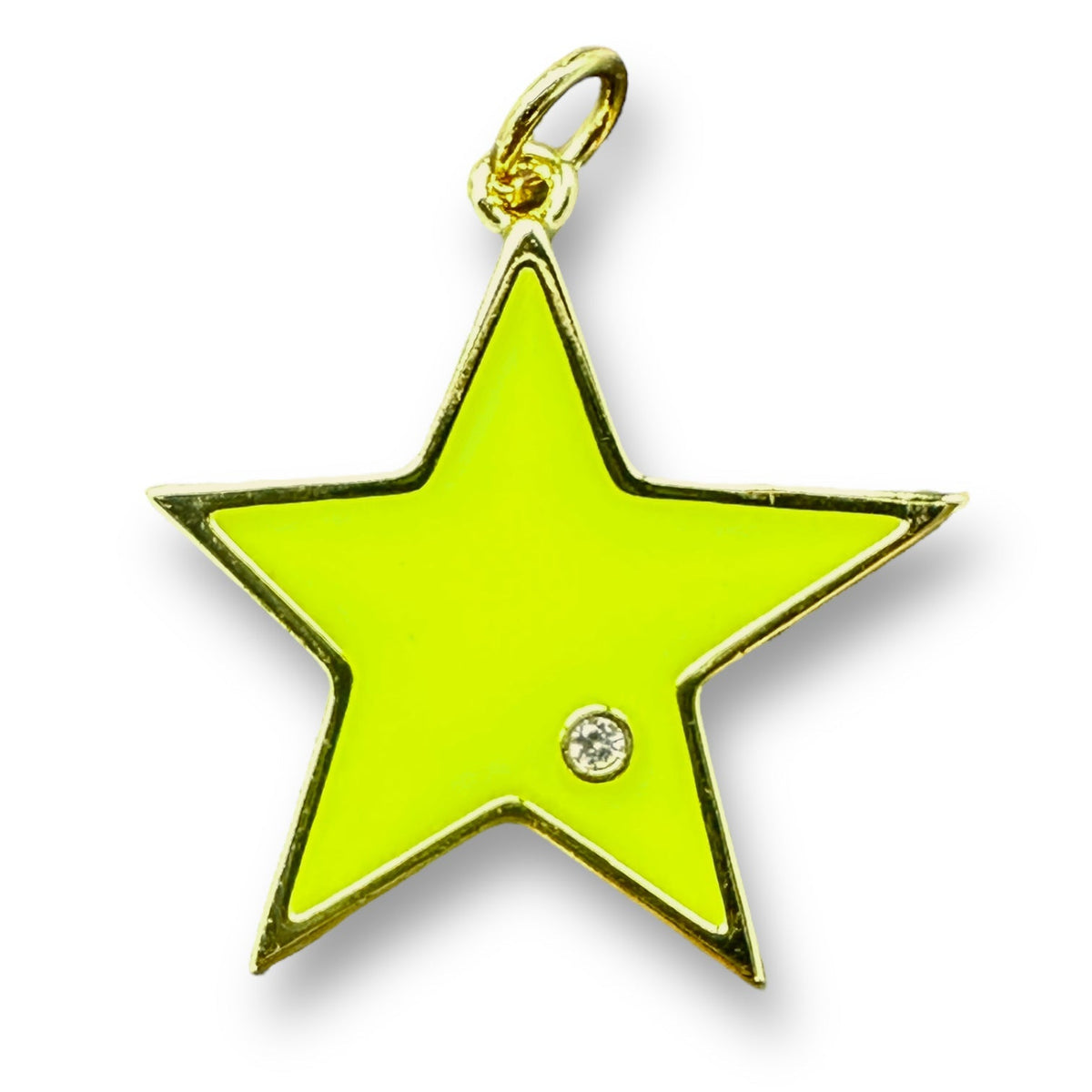 Bedel emaille gekleurde ster met steentje 18K gold plated 24x23mm - per stuk-bedels-Kraaltjes van Renate