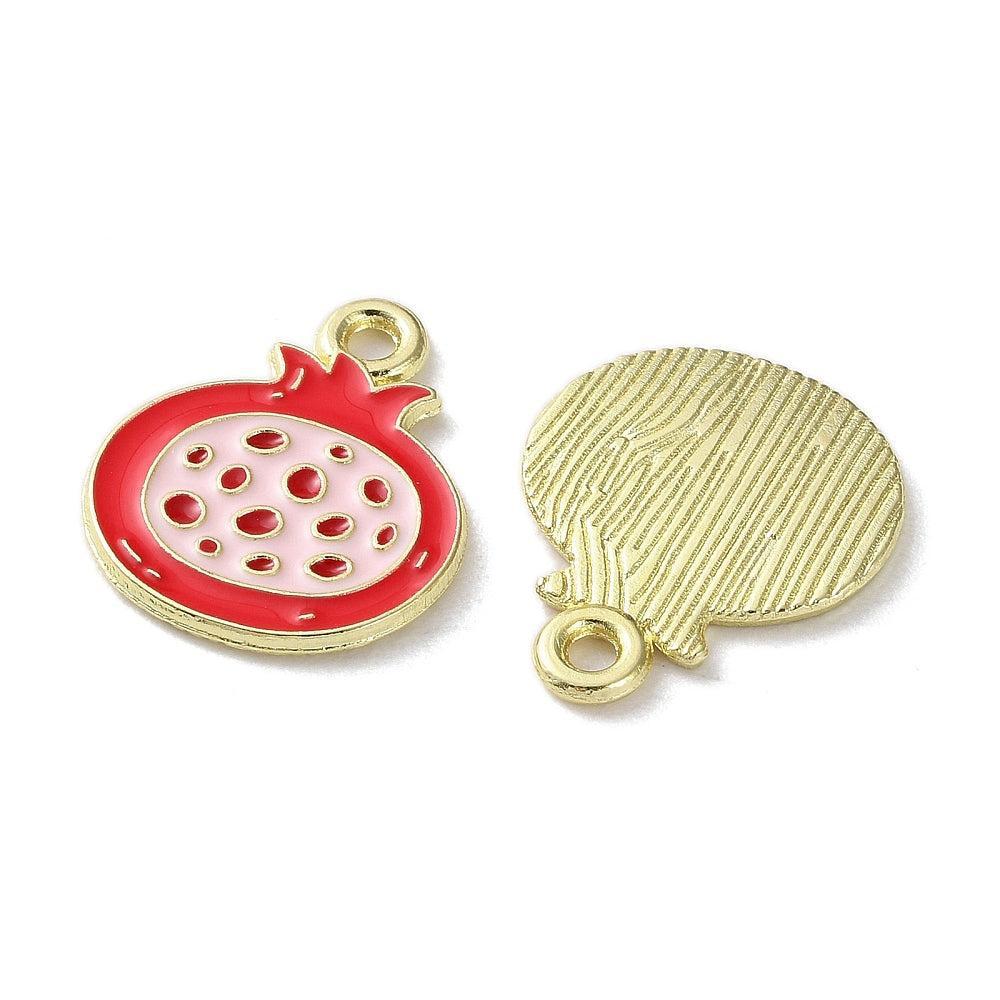 Bedel emaille granaatappel goud 17mm- per stuk-bedels-Kraaltjes van Renate