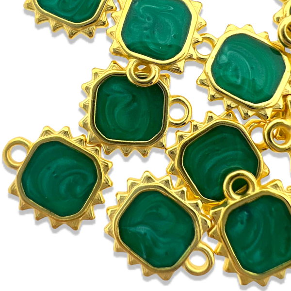 Bedel emaille groen Goud 24K DQ 10x12mm-bedels-Kraaltjes van Renate