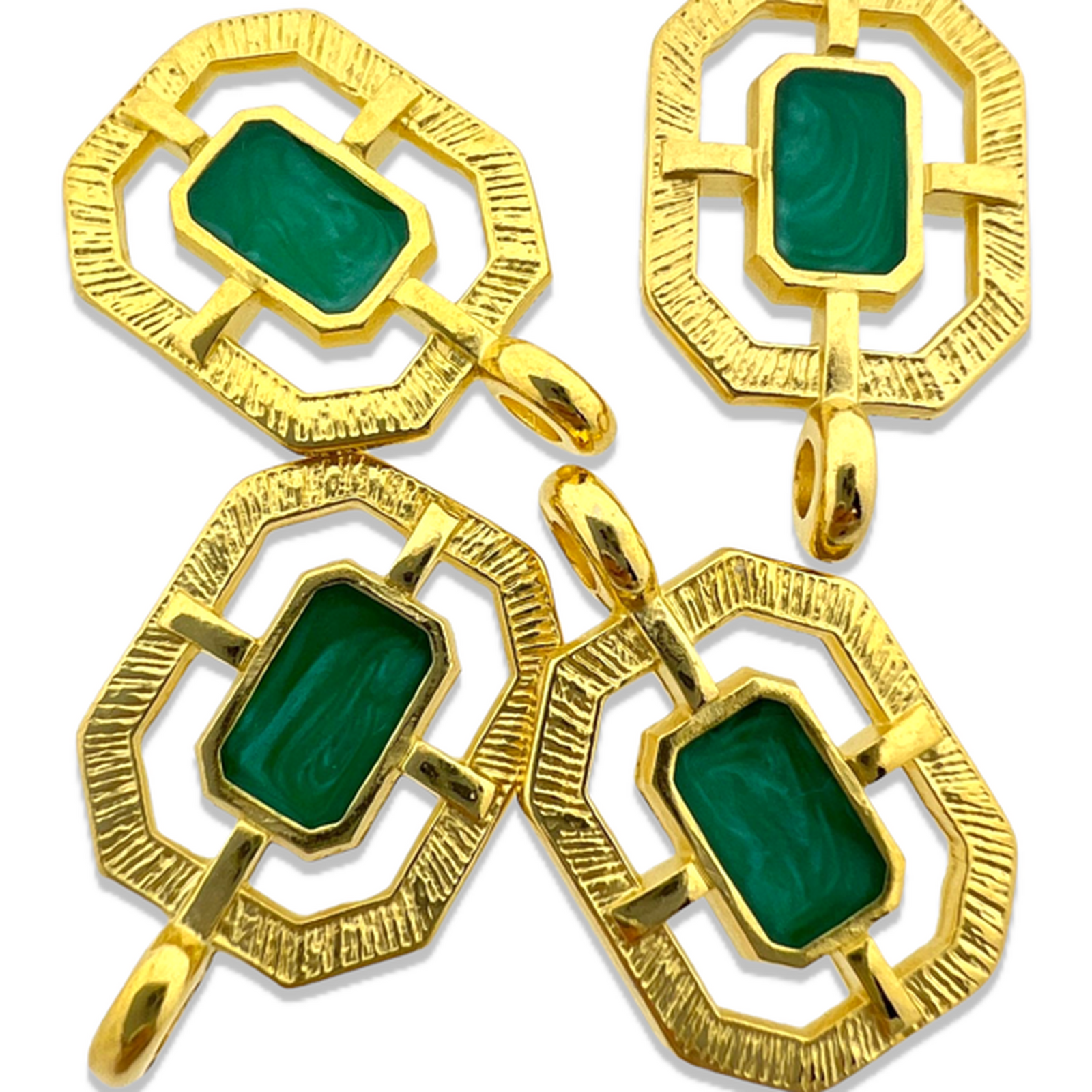 Bedel emaille groen Goud 24K DQ 13,5x21mm-bedels-Kraaltjes van Renate