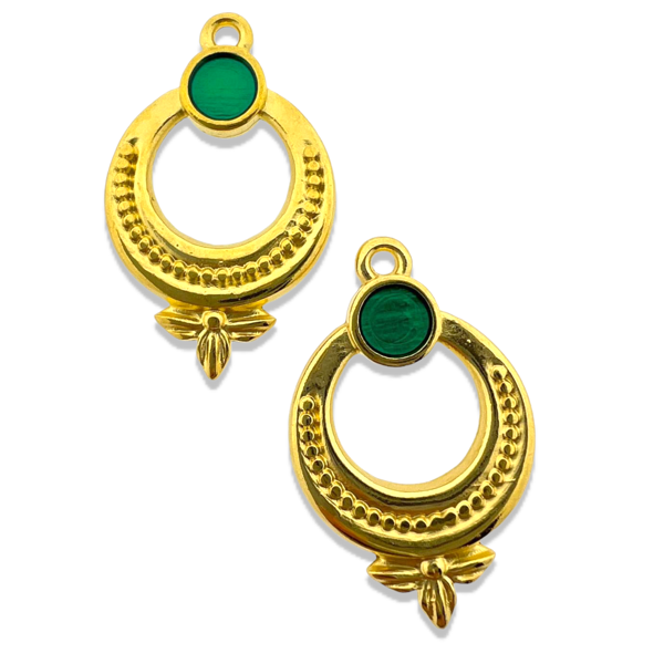 Bedel emaille groen Goud 24K DQ 15x24mm-bedels-Kraaltjes van Renate