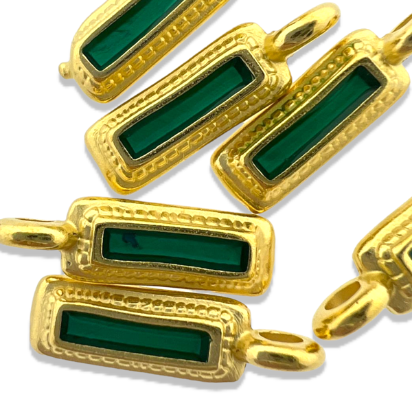 Bedel emaille groen Goud 24K DQ 5x15mm-bedels-Kraaltjes van Renate