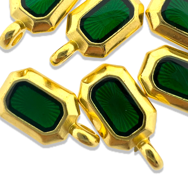 Bedel emaille groen Goud 24K DQ 9,5x18mm-bedels-Kraaltjes van Renate