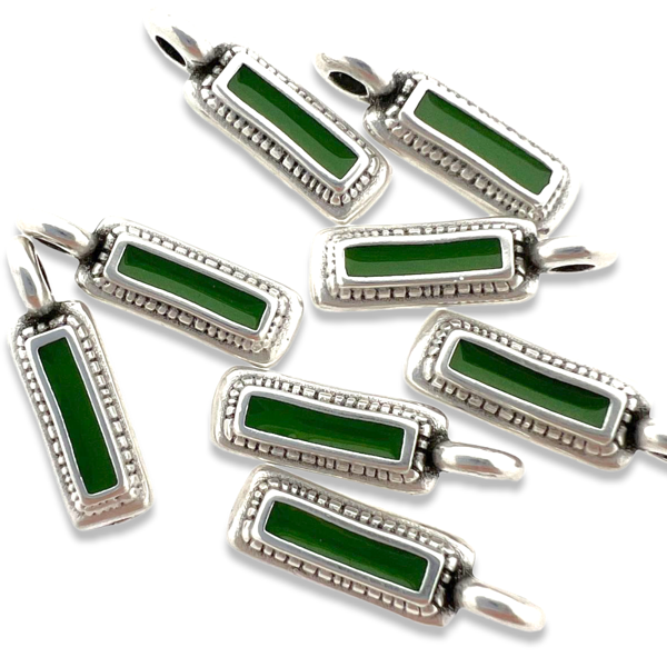 Bedel emaille groen Zilver DQ 5x15mm-bedels-Kraaltjes van Renate
