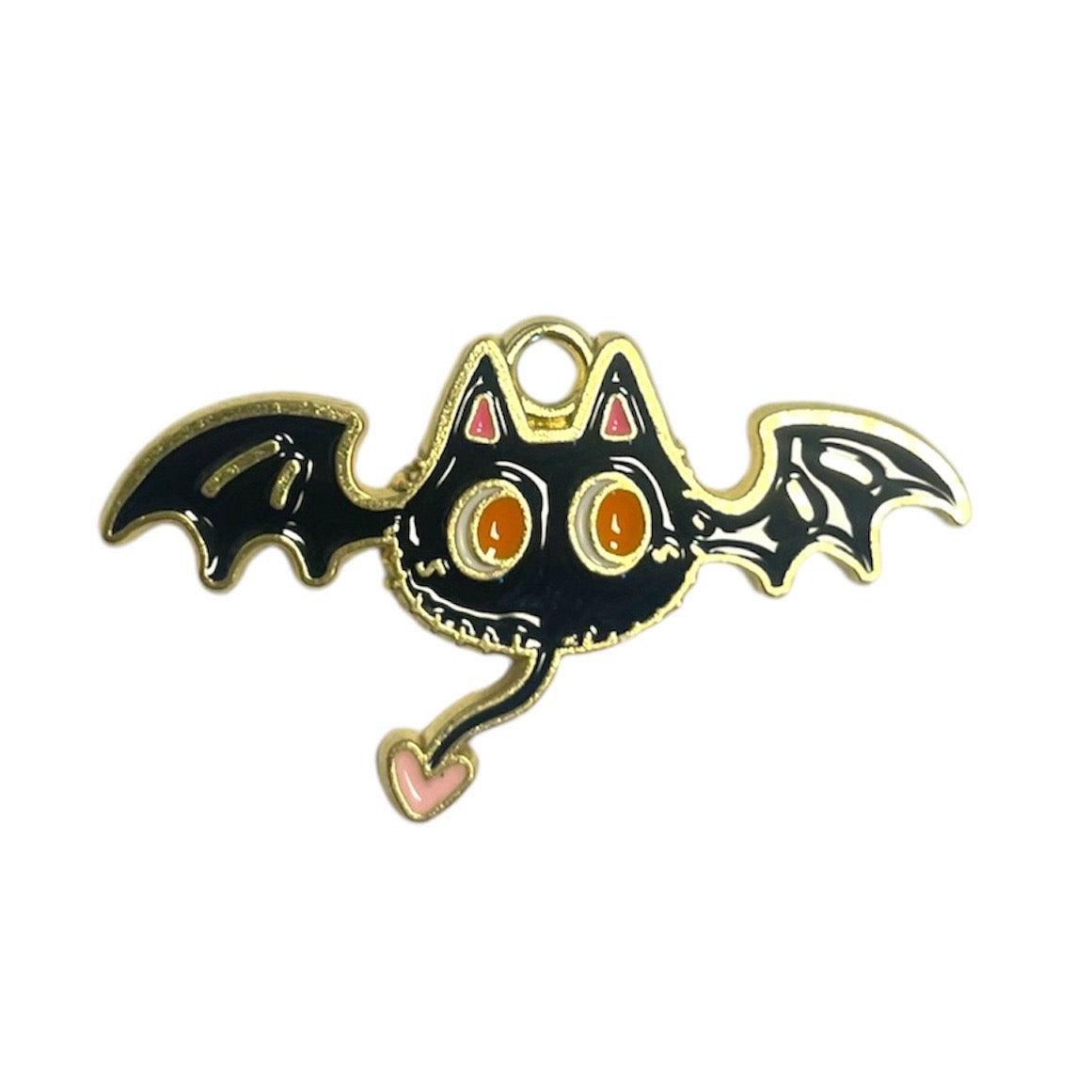 Bedel emaille halloween goud kat 20x34mm-bedels-Kraaltjes van Renate