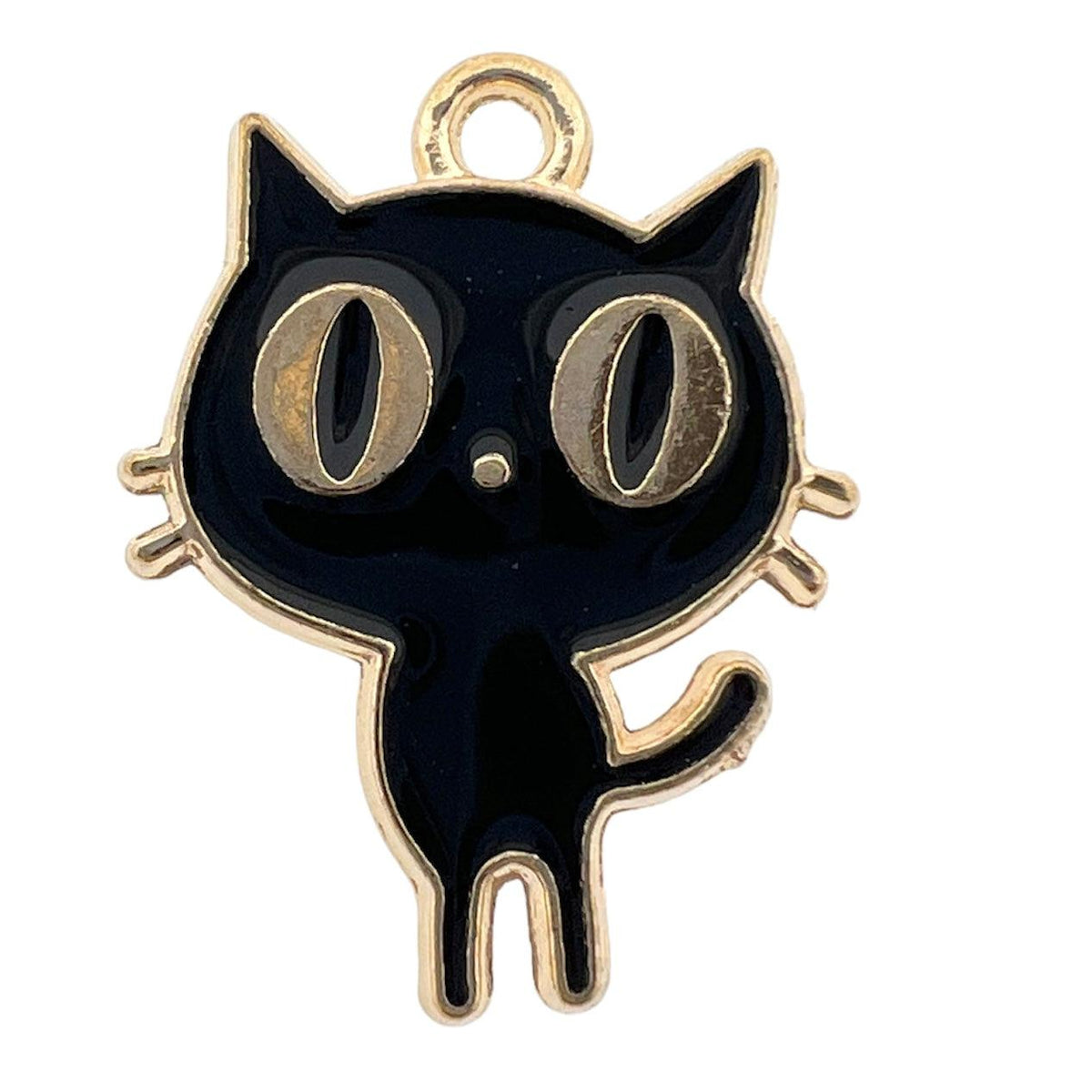 Bedel emaille halloween kat zwart goud 19x14.5x1.5mm-bedels-Kraaltjes van Renate