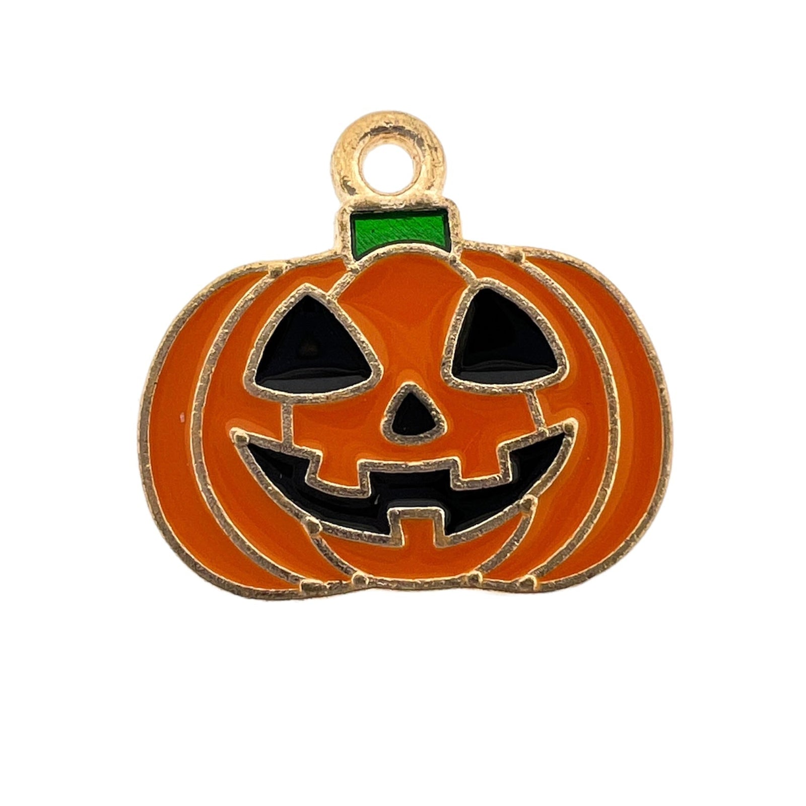 Bedel emaille halloween pompoen goud 19.5x21x1.5mm-bedels-Kraaltjes van Renate