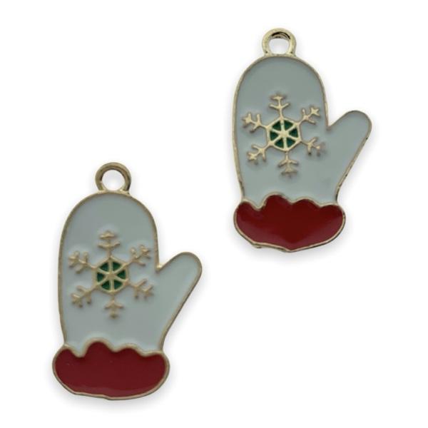 Bedel emaille handschoen wit goud 26x16mm-bedels-Kraaltjes van Renate