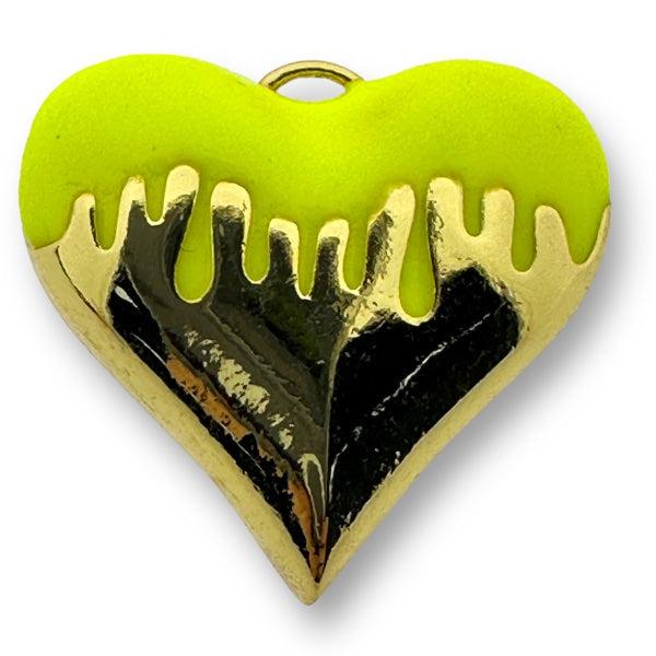 Bedel emaille hart 18K gold plated Geel 26mm-bedels-Kraaltjes van Renate