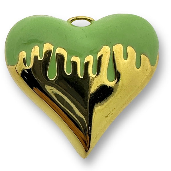Bedel emaille hart 18K gold plated Mint groen 26mm-bedels-Kraaltjes van Renate