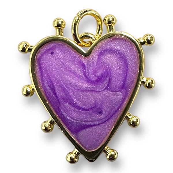 Bedel emaille hart 18K gold plated Paars 19mm-bedels-Kraaltjes van Renate