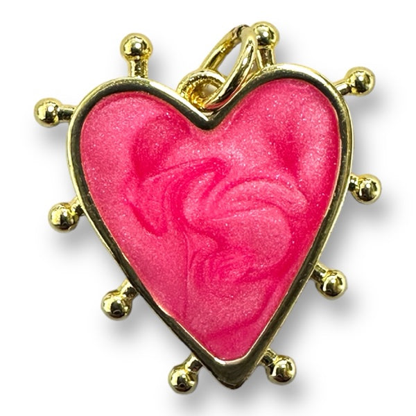 Bedel emaille hart 18K gold plated Roze 19mm-bedels-Kraaltjes van Renate