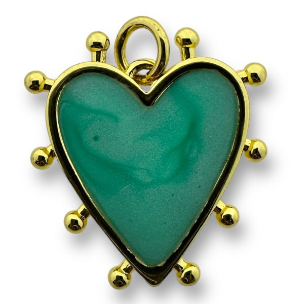 Bedel emaille hart 18K gold plated Turquoise 19mm-bedels-Kraaltjes van Renate