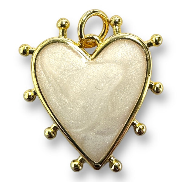 Bedel emaille hart 18K gold plated Wit 19mm-bedels-Kraaltjes van Renate