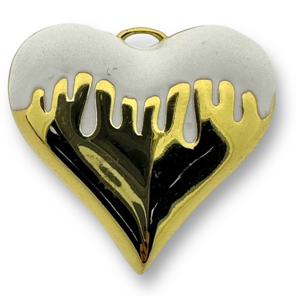 Bedel emaille hart 18K gold plated Wit 26mm-bedels-Kraaltjes van Renate