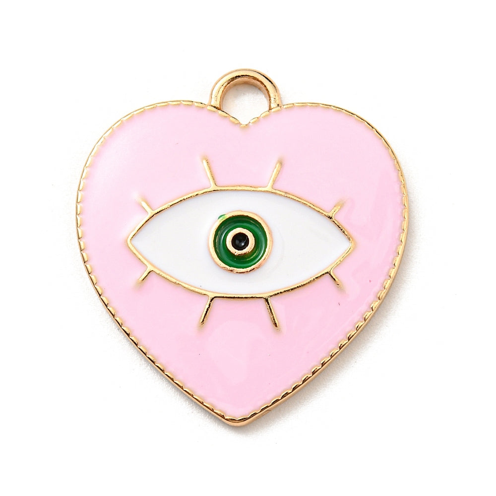 Bedel emaille hart Eye Licht roze goud 26mm-bedels-Kraaltjes van Renate