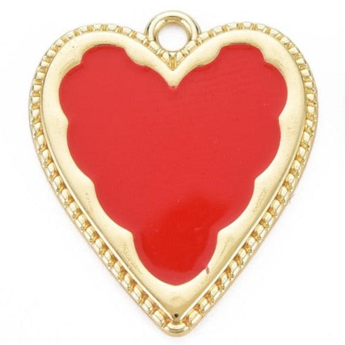 Bedel emaille hart Rood goud 26mm-bedels-Kraaltjes van Renate