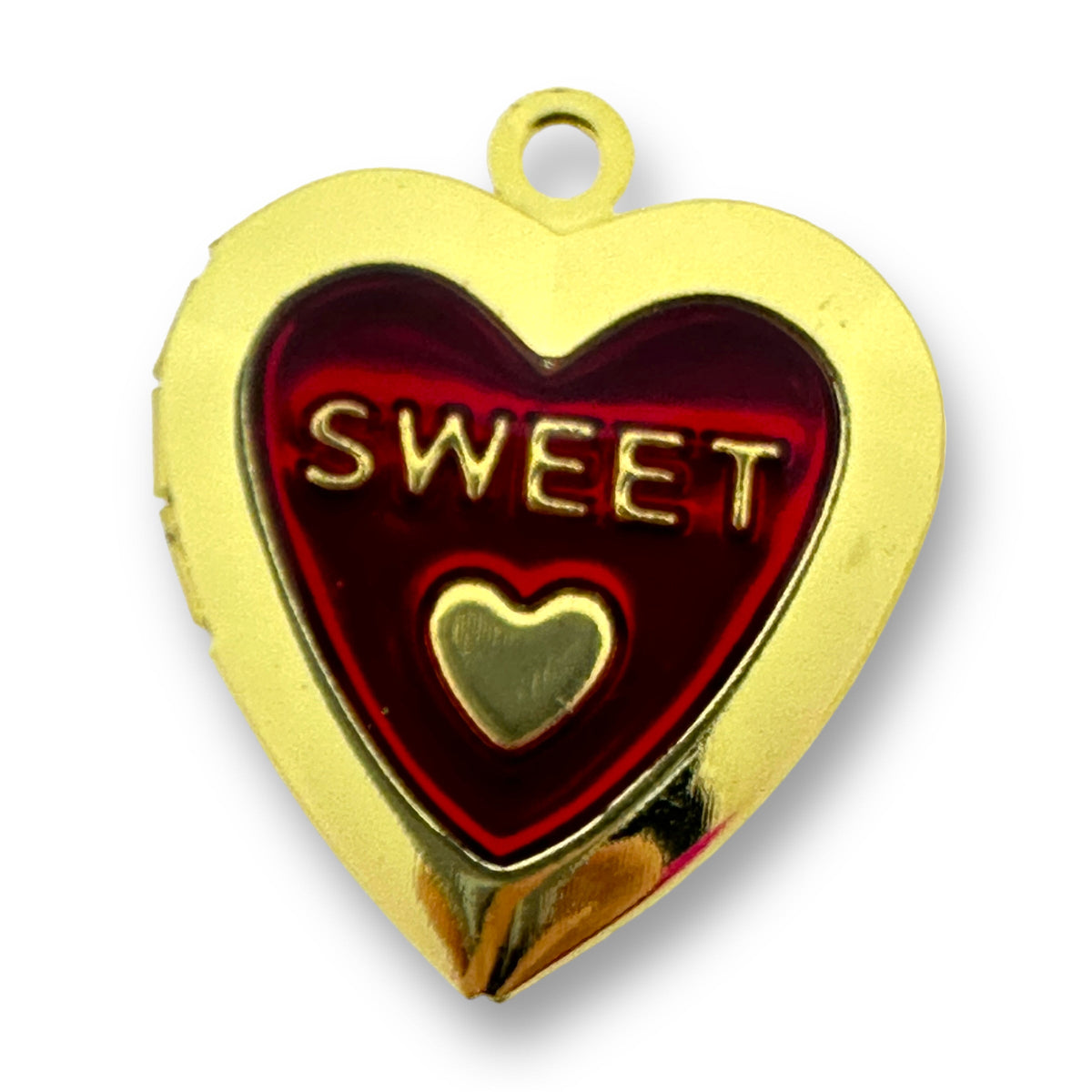 Bedel emaille hart &#39;Sweet&#39; 18K gold plated 23x19mm-bedels-Kraaltjes van Renate