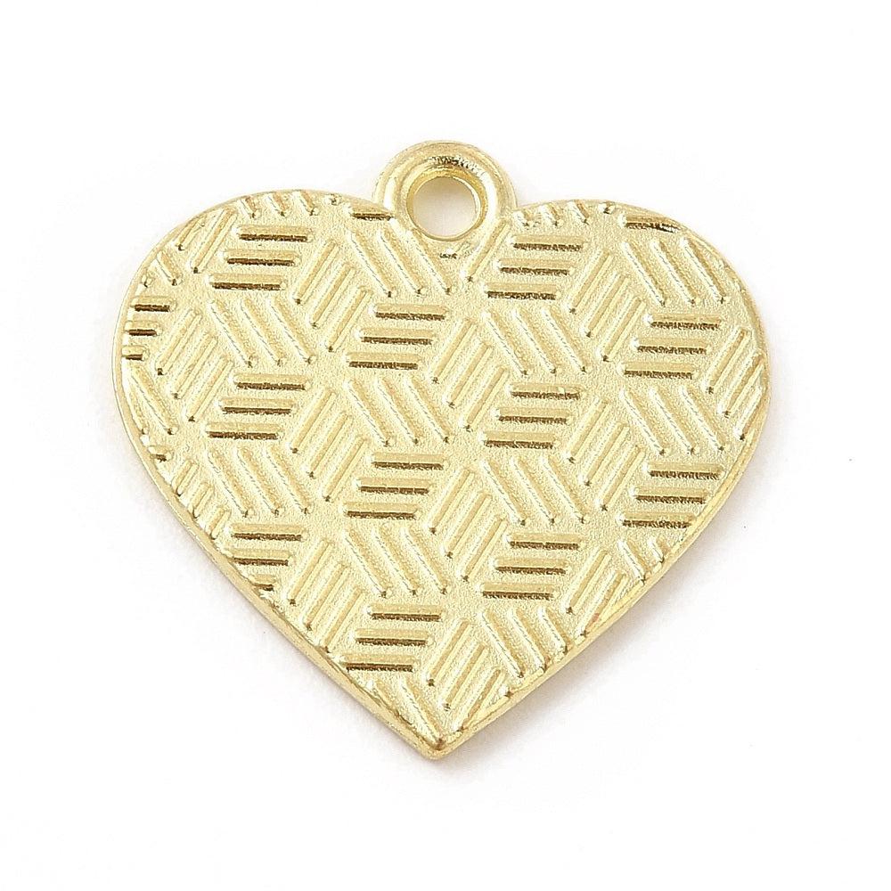 Bedel emaille hart met print roze-wit goud 20mm-bedels-Kraaltjes van Renate