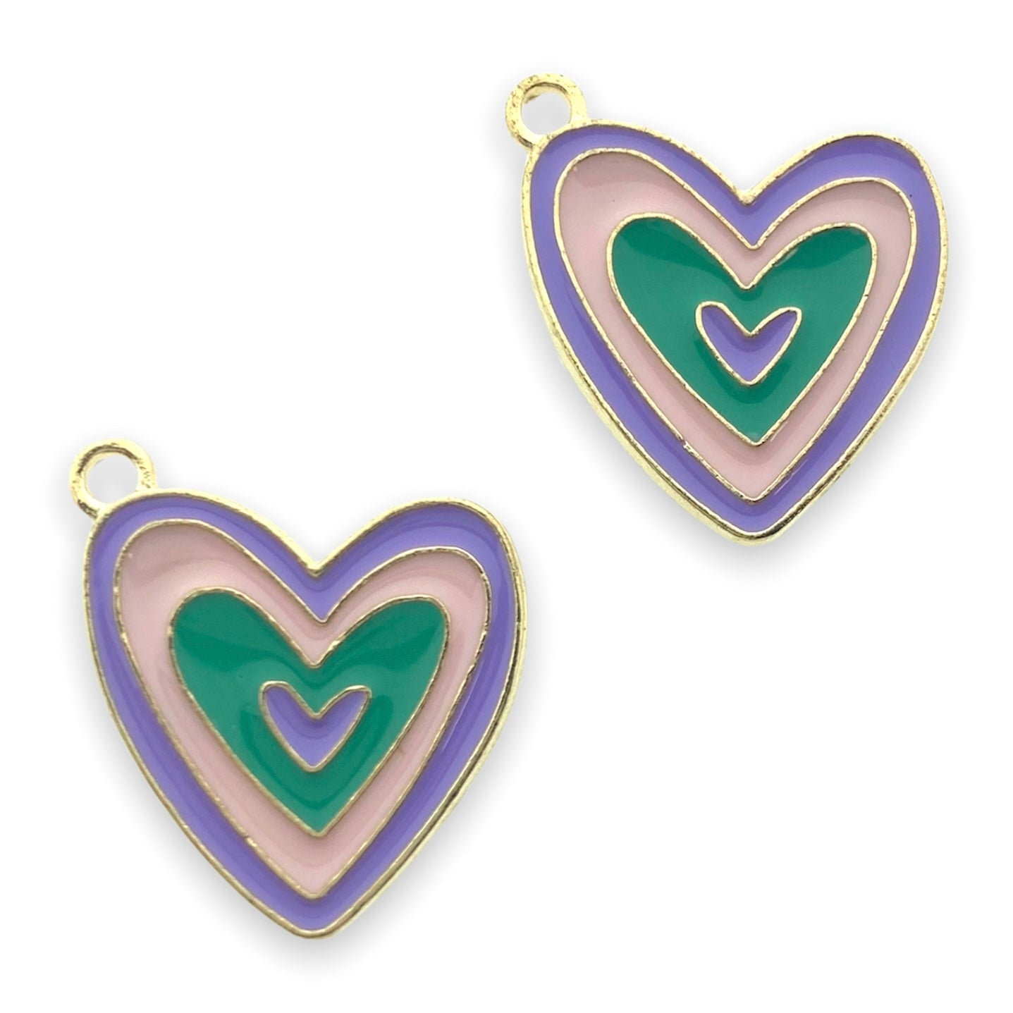 Bedel emaille hart paars-roze goud 19x19mm-bedels-Kraaltjes van Renate