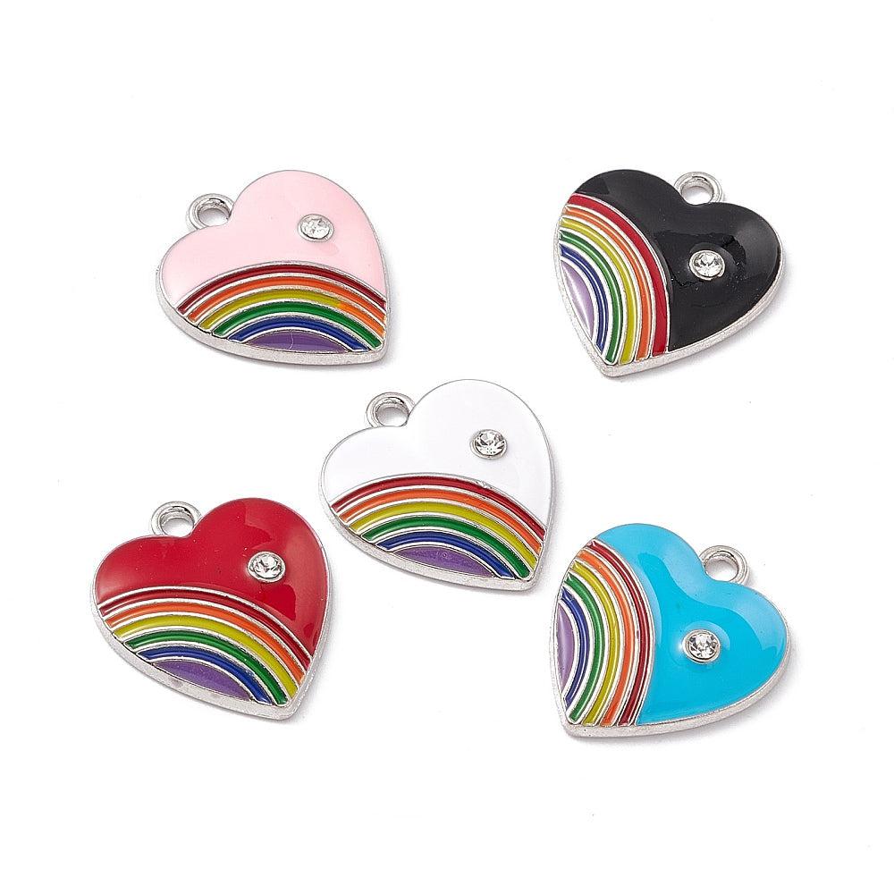 Bedel emaille hart regenboog zilver 20mm-bedels-Kraaltjes van Renate