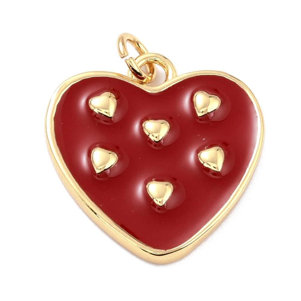 Bedel emaille hart rood gold plated 20mm - per stuk-bedels-Kraaltjes van Renate