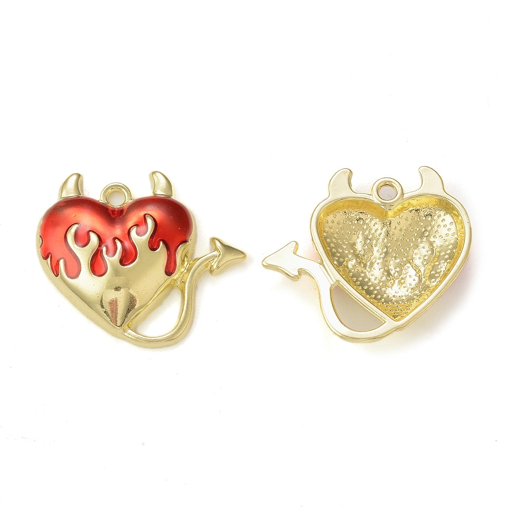 Bedel emaille hart rood gold plated 22,5 mm - per stuk-bedels-Kraaltjes van Renate