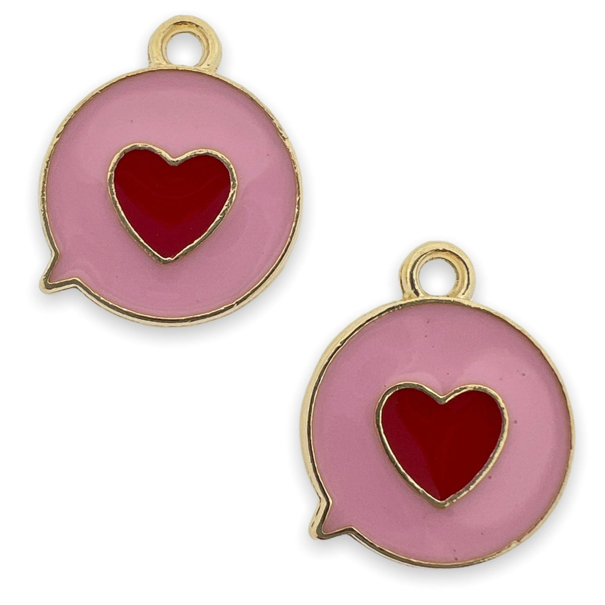 Bedel emaille hart rood-roze goud 17x14mm-bedels-Kraaltjes van Renate