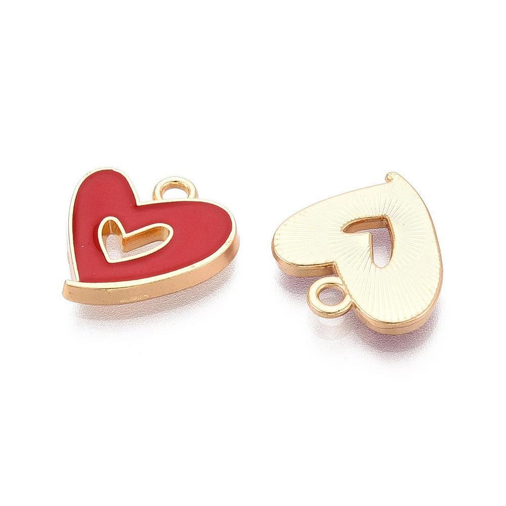 Bedel enamel hart rood goud 16mm - per stuk-bedels-Kraaltjes van Renate